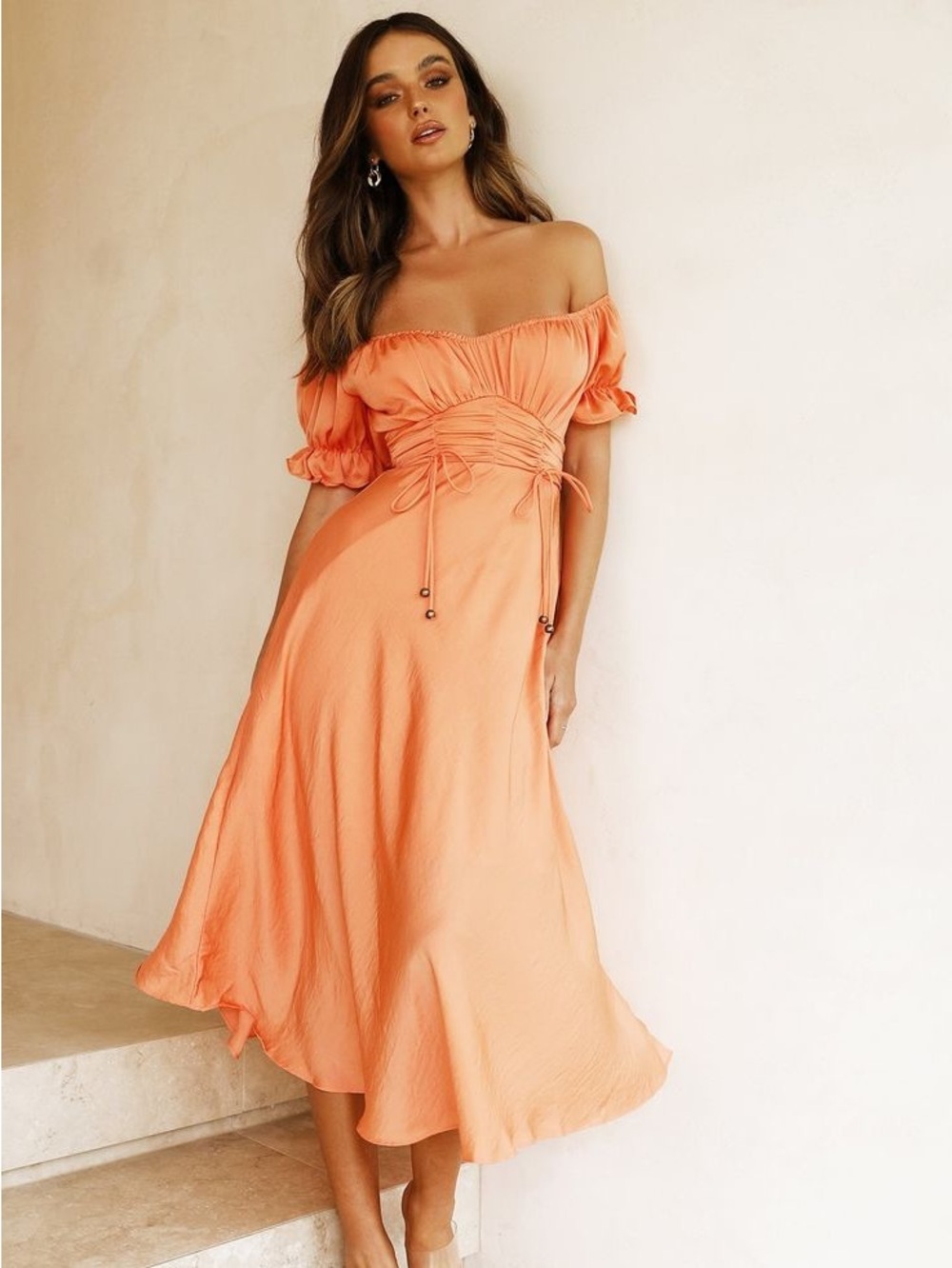 Sage and Paige Elegant Orange Midi Dress